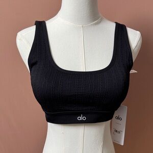 ALO Yoga Cable Knit Black Sports Bra